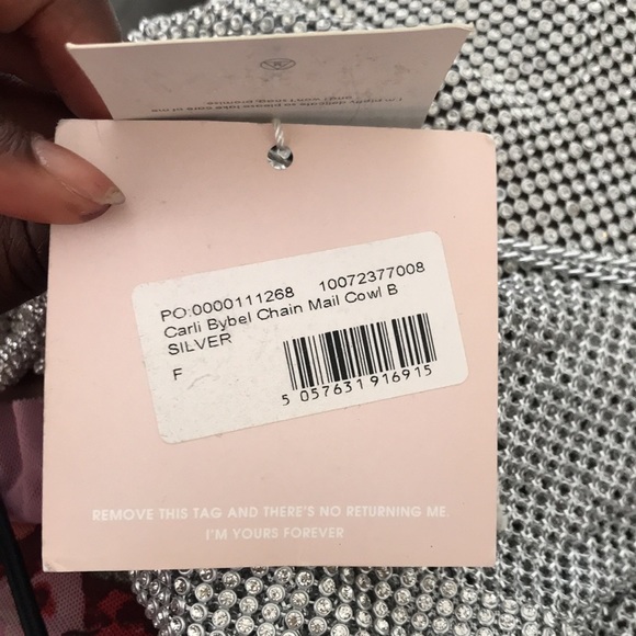 Carli Bybel Chain Mail Cowl Neck In Silver Aaliyah Inspired Chain Top MissGuided - Picture 8 of 9